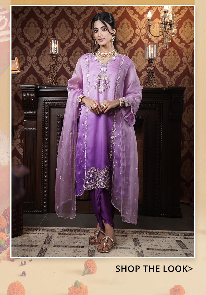 Purple Kurta and Dhoti Pant Set