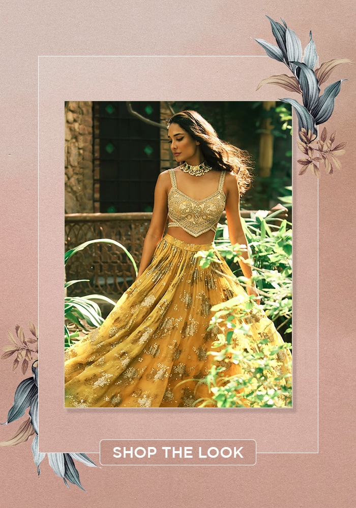 Lisa Haydon in Bhumika Sharma sequin printed organza lehengs