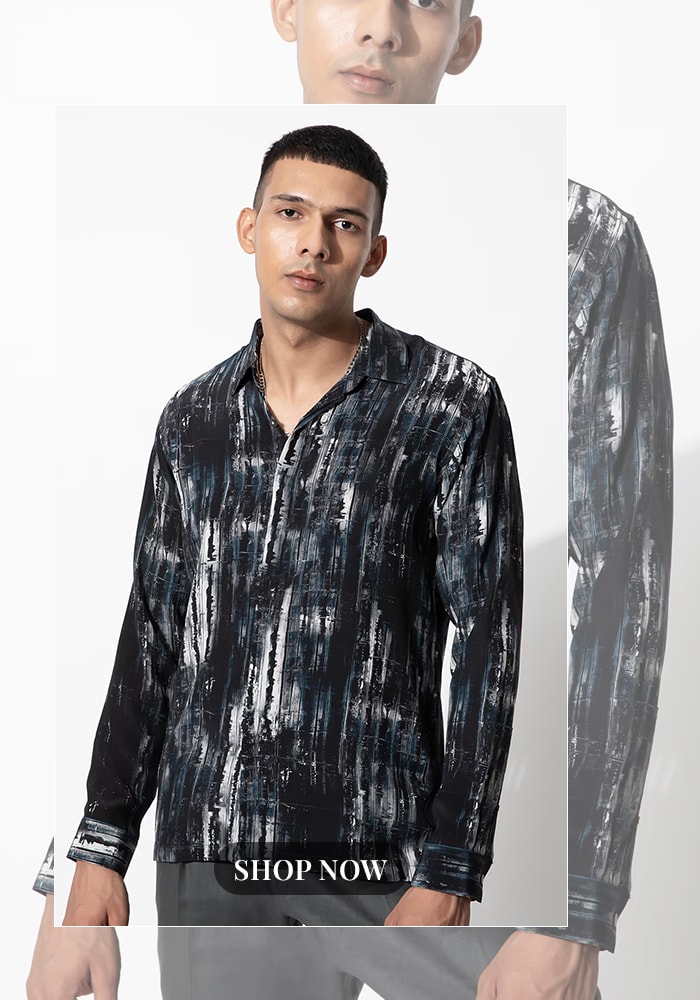 Black printed shirt at Aza fashions