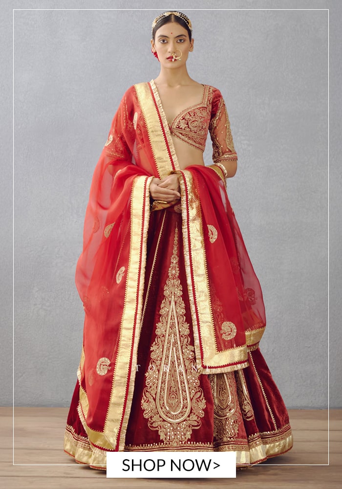 red masaba velvet lehenga