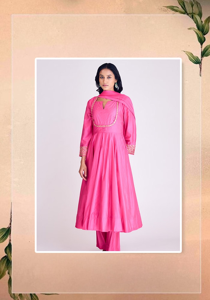 Basanti Kapde Aur Koffee pink anarkali set