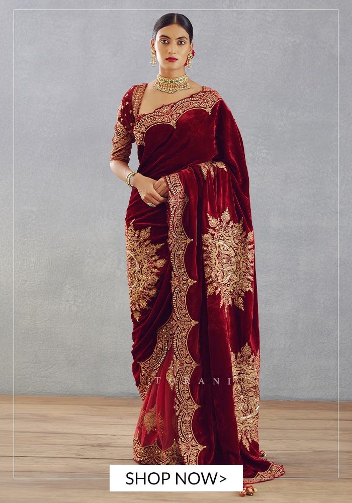 Torani red velvet saree