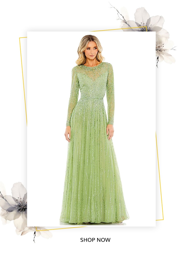 green designer gown