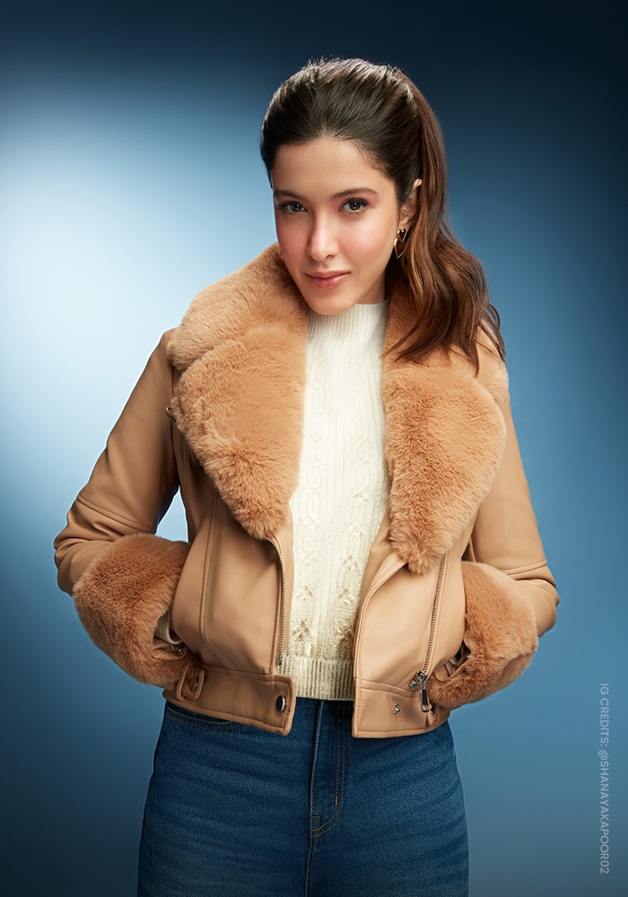 Shanaya Kapoor in fur coat for winter fashion trends 2024