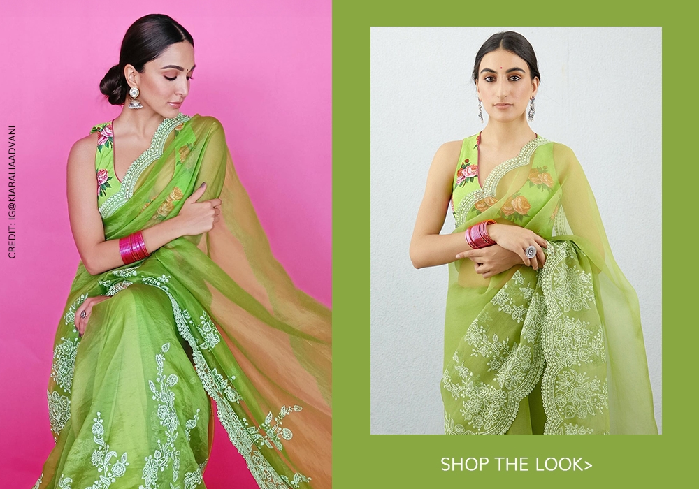 Kiara Advani inspired lime green saree by Torani