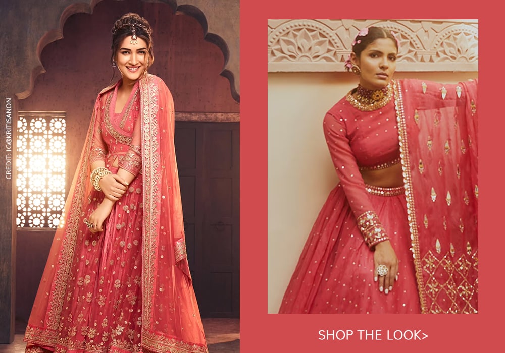 Kriti Sanon inspired red lehenga by Vvani by Vani Vats